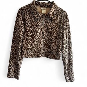 y2k Cheetah print cropped zip up jacket